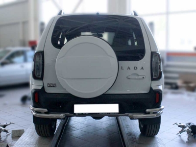 Защита заднего бампера  "уголки" d-53+43 Технотек для Niva Travel 2020 – н.в.