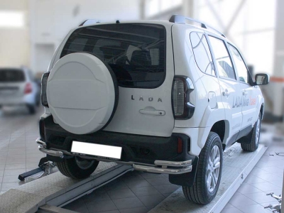 Защита заднего бампера  "уголки" d-53+43 Технотек для Niva Travel 2020 – н.в.