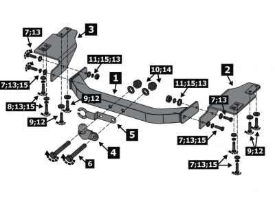 Фаркоп с нержавеющей накладкой для Toyota Land Cruiser Prado 120 2002-2009, Prado 150 (кроме Black Onyx) 2009-2023, Lexus GX470 2003-2009, Lexus GX460 2009-2023 фланцевое крепление шара
