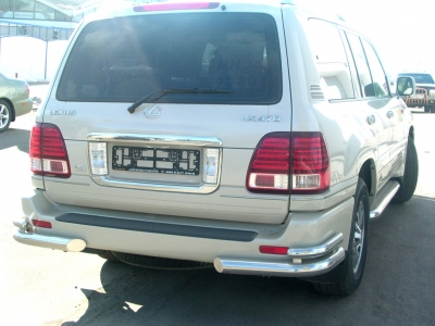 Защита заднего бампера "уголки" d-76+53 для Lexus LX-470 2002-2008
