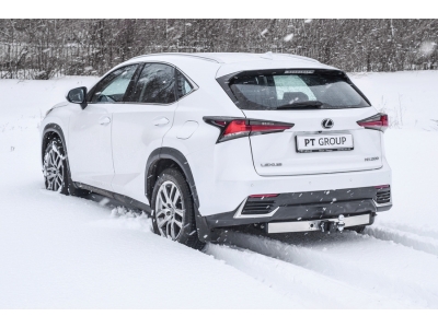 Фаркоп с нержавеющей накладкой для Lexus NX 2014-2021 съемное крепление шара под американский квадрат