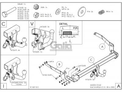 Фаркоп оцинкованный для Mazda CX-60 2022-н.в. быстросъемное крепление шара