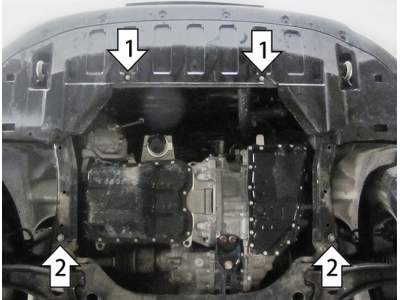 Усиленная защита картера двигателя, КПП (2 мм, сталь) для Mitsubishi Outlander 2012-2021, Mitsubishi Delica 2019-н.в.