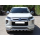 Защита переднего бампера двойная d-76 с доп.накладками Технотек для Mitsubishi L200 2019 – н.в.