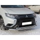 Защита переднего бампера двойная с подгибами d-60+43 Технотек для Mitsubishi Outlander 2018-2021