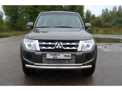 Защита передняя двойная 76-42 мм ТСС для Mitsubishi Pajero 4 2011-2014