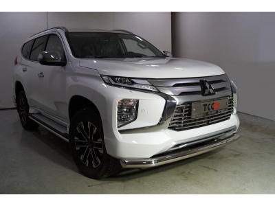 Защита передняя нижняя 76,1 мм ТСС для Mitsubishi Pajero Sport III Рестайлинг 2019 – н.в. 