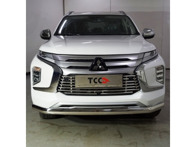 Защита передняя нижняя (овальная) 75х42 мм ТСС для Mitsubishi Pajero Sport III Рестайлинг 2019 – н.в. 