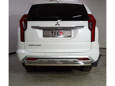 Защита задняя (овальная) 75х42 мм ТСС для Mitsubishi Pajero Sport III Рестайлинг 2019 – н.в. 