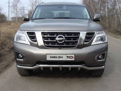 Защита передняя Кенгурятник с вставкой 60 мм ТСС для Nissan Patrol 2014-2021