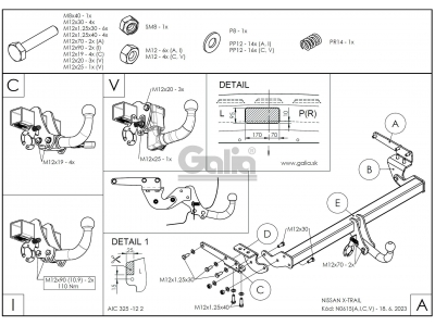 Фаркоп оцинкованный для Nissan X-Trail T33 2022-н.в., Nissan Rogue T33 2021-н.в. условно-съемное крепление шара