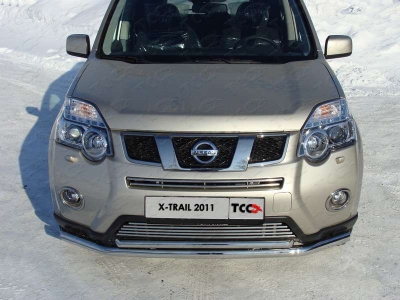 Защита передняя двойная 60-42 мм ТСС для Nissan X-Trail 2011-2015