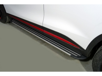 Пороги алюминиевые Slim Line Silver 1720 мм ТСС для Omoda C5 2022 – н.в.