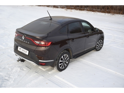 Защита порогов с алюм. площадкой d=51 мм ШАГРЕНЬ (ППК) для Renault Arkana 2019-2022
