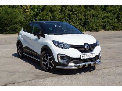 Защита порогов с алюм. площадкой d=51 мм (НПС) для Renault Kaptur 2016-2022