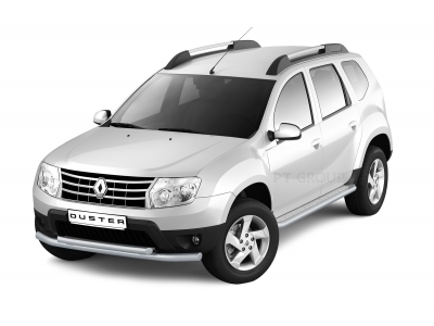 Защита порогов с алюм. площадкой d=51 мм «Эстонец» ИСКРА (ППК) для Renault Duster 2012-2020, Nissan Terrano 2014-2022