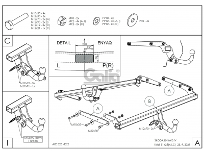 Фаркоп оцинкованный для Skoda Enyaq iV 2021-н.в., Volkswagen ID.4 2020-н.в. условно-съемное крепление шара