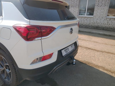 Фаркоп для KGM Korando 2023-н.в., Ssang Yong Korando 4 2019-2023 съемное крепление шара под американский квадрат