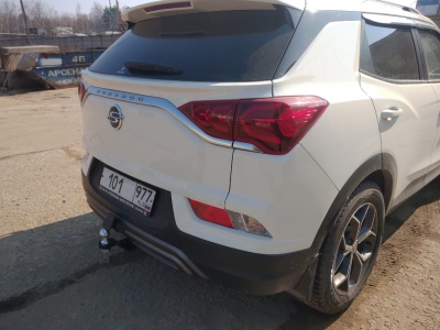 Фаркоп для KGM Korando 2023-н.в., Ssang Yong Korando 4 2019-2023 съемное крепление шара под американский квадрат