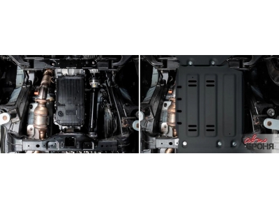 Защита КПП+ комплект крепежа, АвтоБРОНЯ, Сталь для Tank 300,  V-2.0, АКПП, полный, 2023-н.в.; Tank 500, V-3.0, АКПП, 4WD, 2023-н.в.