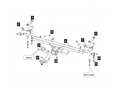 Фаркоп для Chery Tiggo 8 Pro Max 2022-н.в., Tiggo 8 Pro 2021-2024, Tiggo 8 2021-2024, Xcite X-Cross 8 2024-н.в., Tenet T8 2025-н.в. без выреза бампера. Тип шара: EA (E с антистуком). Нагрузки: 1500/75 кг. (без электрики в комплекте)