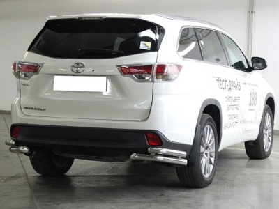 Защита заднего бампера "уголки" двойные d-60+53 для Toyota Highlander 2014-2016