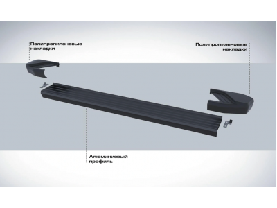 Порог-площадка "Black" F180ALB + комплект крепежа для Toyota Highlander 2020-н.в.