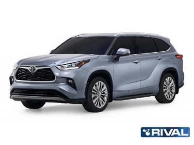 Порог-площадка "Premium-Black" A180ALB Rival + комплект крепежа для Toyota Highlander 2020-н.в. 