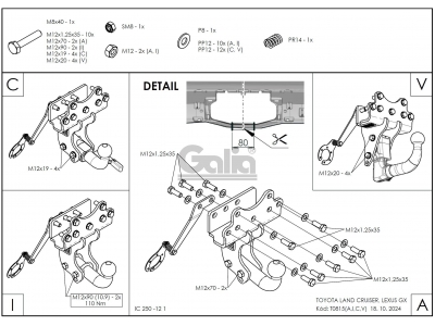 Фаркоп оцинкованный для Toyota Land Cruiser J250 2023-н.в., Lexus GX J250 2023-н.в. быстросъемное крепление шара