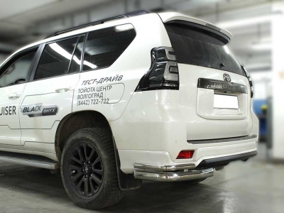 Защита заднего  бампера  "уголки" d-76+43 для Toyota Land Cruiser Prado 150 BLACK ONYX 2020 – н.в.