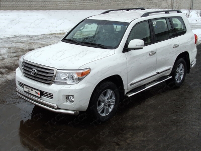 Защита передняя двойная 76-50 мм ТСС для Toyota Land Cruiser 200 2012-2015