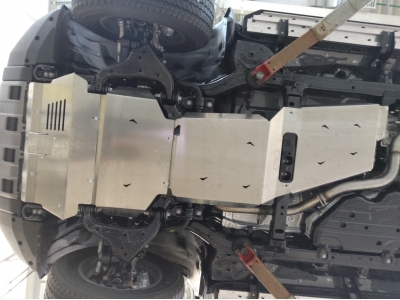 Защита картера, КПП и РК (алюминий 4 мм) для Toyota Land Cruiser Prado J250 2024-н.в. (V - 2.7 бензин, 2.4 бензин турбо) (4 части)