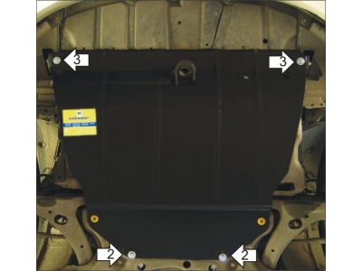 Усиленная защита картера двигателя, КПП (2 мм, сталь) для Toyota Matrix 2008-2014, Toyota Avensis седан/универсал/хетчбек 2003-2008, Pontiac Vibe 2008-2010