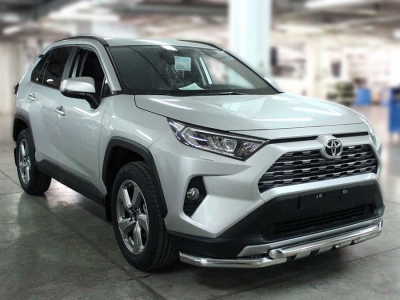 Защита переднего бампера d-60 с доп.накладками для Toyota RAV-4 2019 – н.в.