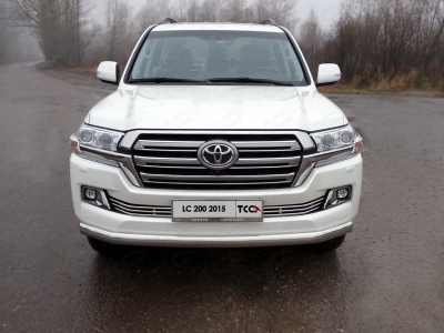 Защита передняя овальная длинная 75х42 мм ТСС для Toyota Land Cruiser 200 2015-2021