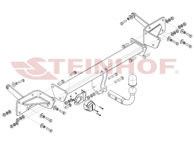 Фаркоп для Volkswagen T7 Multivan STM, STN 08/2021-н.в. условно-съемное крепление шара