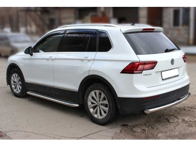 Защита заднего бампера радиусная одинарная d-53(кроме Off Road) для Volkswagen Tiguan 2016 – н.в.