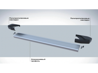 Порог-площадка "Black" F193ALB + комплект крепежа для Volkswagen Touareg (без пневматической подвески) 2003-2010