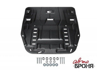 Защита картера + КПП + комплект крепежа, АвтоБРОНЯ, сталь для HYUNDAI Santa Fe/Tucson, KIA Sorento 2.0-3.5/2.2D 2020- н.в. 