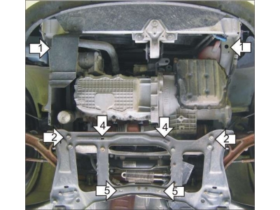 Усиленная защита картера двигателя, КПП (2 мм, сталь) для Dodge Caravan IV 2000-2007, Chrysler Voyager IV 2000-2008, Chrysler Town & Country 2000-2007
