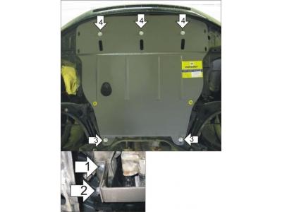 Защита картера и КПП Мотодор сталь 2 мм для Mitsubishi Colt 2003-2008
