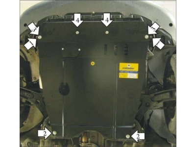 Защита картера и КПП Мотодор сталь 2 мм для Suzuki SX4/Fiat Sedici 2006-2014 02414