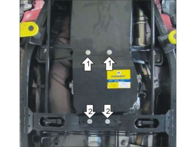 Защита раздаточной коробки Мотодор сталь 3 мм для Nissan NP300 2008-2014