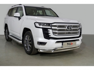 Защита переднего бампера двойная 76-75 мм для Toyota Land Cruiser 300 70TH ANNIVERSARY 2021–н.в.