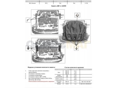 Защита картера и КПП АБС-Дизайн композит 8 мм для Kia Sorento 2012-2020