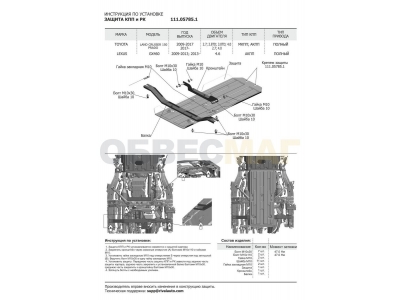 Защита КПП Автоброня и РК для 2,7/3,0TD/4,0/4,6/2,8TD сталь 2 мм для Toyota Land Cruiser Prado 150/Lexus GX460 2009-2019