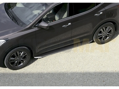 Пороги алюминиевые Rival Premium для Hyundai Santa Fe 2006-2012