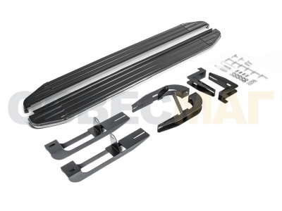 Пороги алюминиевые Rival Premium для Hyundai Santa Fe 2006-2012
