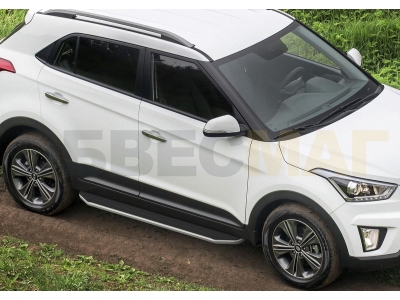 Пороги алюминиевые Rival Premium для Hyundai Creta 2016-2021