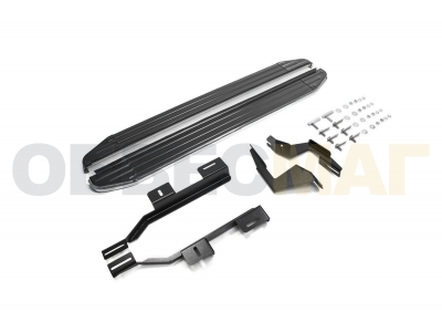 Пороги алюминиевые Rival Premium для Land Rover Freelander 2 2006-2014